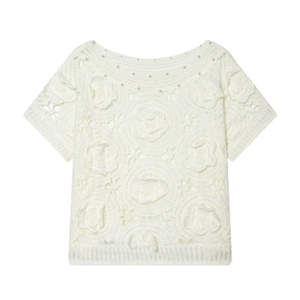 ZARA Gentle Wind Beaded Cutout Knit Sweater
